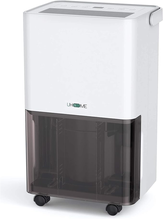 Uhome 30 Pint Dehumidifier - for Basement with Activated Carbon Filter,Ultra Quiet, Humidity Sensor, Auto Shut Off, Continuous Drainage Hose - Ideal Dehumidifiers for Home, 1500 Sq Ft Dehumidifiers