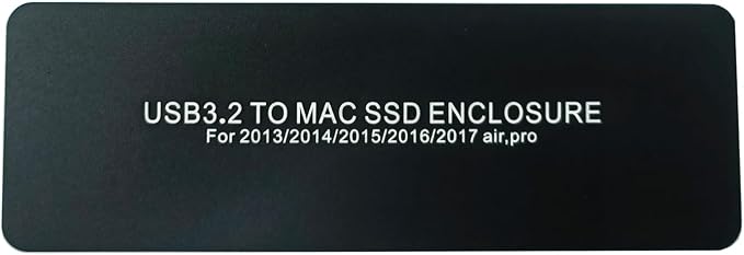 External SSD Enclosure USB-C 3.2 for 12+16 Pin MacBook Air/Pro mid 2013-2017, CNC Hard Drive Case for A1466 A1465 A1502 A1398, Portable SSD Reader Box