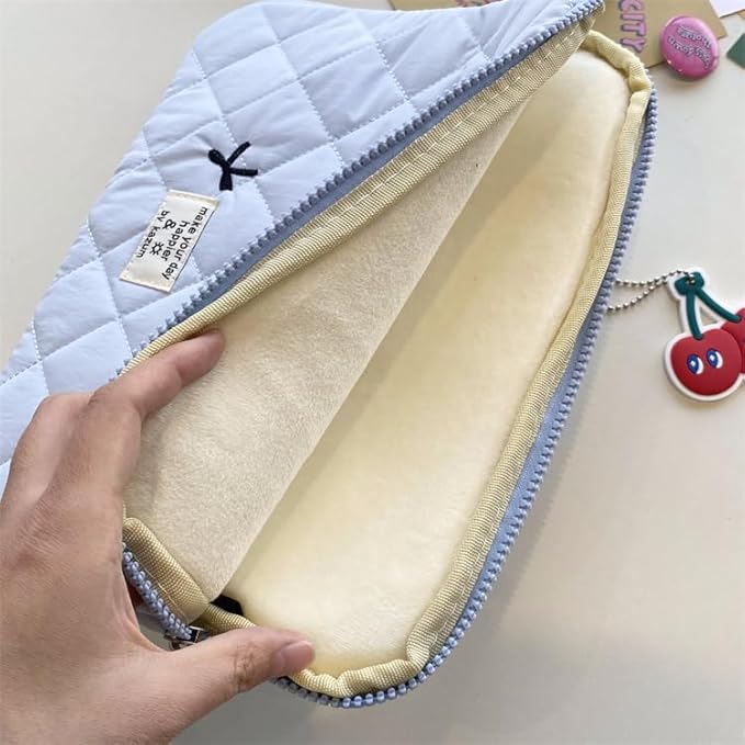 Cute Bow Graphic Carrying Laptop Bag Y2K Preppy Laptop Sleeve Case Bag Kawaii Pad Computer Protect Case Pouch (15-15.6 inch,White)