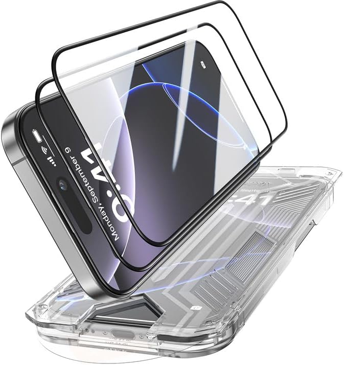 3 Pack for iPhone 15 Pro Max Tempered Glass Screen Protector:9H+ Durable, Auto Positioning, Bubble Free, High Definition, Easy Installation