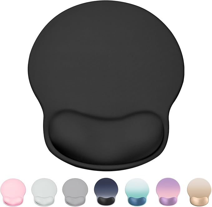 Ergonomic Mouse Pad with Wrist Rest, Large Mousepad(10.6'' x 9''), Wrist Support Mouse Mat with Non-Slip Base, Pain Relief for Laptop & Computer (Black)