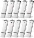 KEXIN 10 Pack 32 GB Flash Drive 32GB USB Flash Drive Thumb Drive USB2.0 Metal Pen Shape Memory Stick Silver 10 Pack