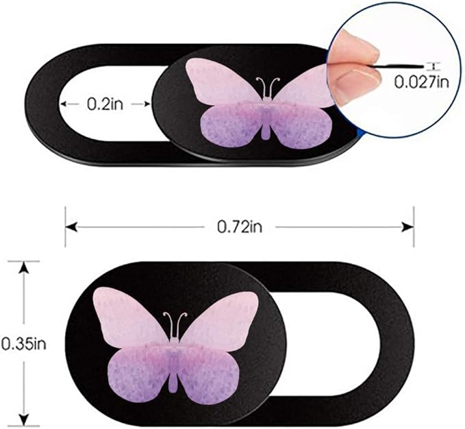 Webcam Cover Slide 6 Packs Ultra-Thin Camera Covers for Computer Laptop Desktop Smartphone to Protect Your Privacy and Security, Butterfly