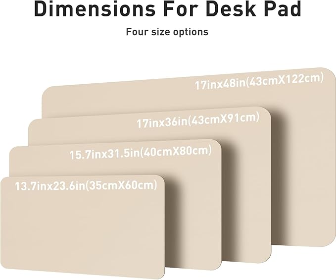 Aothia Non-Slip PU Leather Waterproof Laptop Desk Pad Protector, Blotter Mat, Writing and Mouse Pad for Office & Home, Beige, 23.6" x 13.7", Large