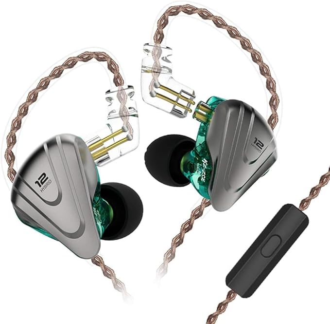 KZ Wired Earbuds ZSX in-Ear Headphones with Dynamic Crystal-Clear Sound and Ergonomic Custom-Fit Earpieces (S/M/L), 3.5mm Jack for Phones and Laptops(with Mic,Cyan)