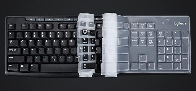 Keyboard Cover for Logitech MK295 MK270 MK200 K270 Wireless Keyboard, Logitech MK370 MK270 MK200 K270 Keyboard Skin Protector - Black