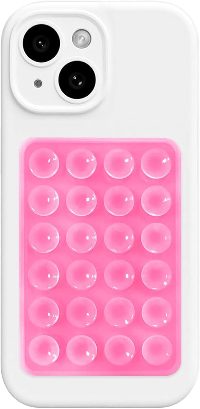 AZXYI Silicone Suction Phone Case Mount, Non Slip Sticky Phone Grip for Cellphone, Strong Grip Holder for Selfies and Videos (Pink)