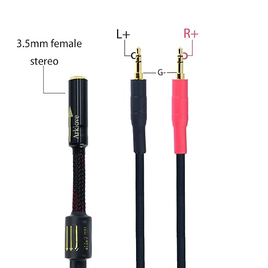Arklove 7ft Shielded 1/8" aux Input 3.5mm Female to 2X 3.5 Output Splitter Stereo Audio Video Cable Out 3.5 Male to Two 3.5 Male in Dual Speaker Cord 24k Gold Plated Cord