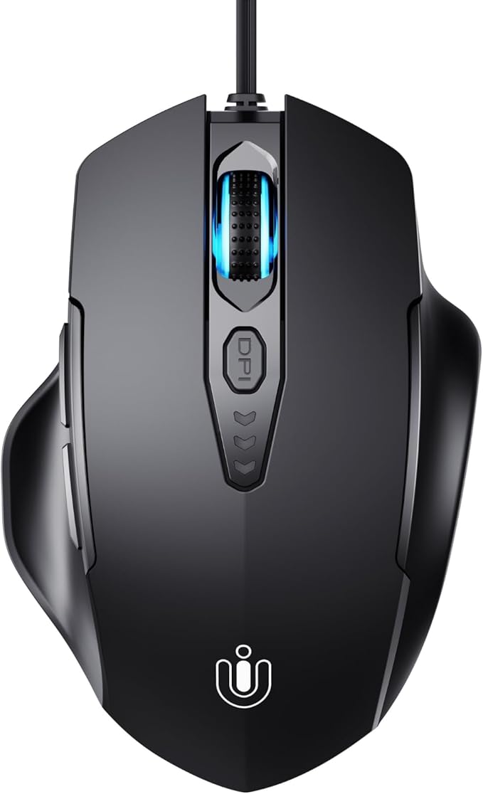 Wired Mouse, USB Mouse Wired with 6 Buttons Ergonomic Design,1.5M USB Cable Computer mice 7200DPI Optical Mice for PC Laptop, Matte Black