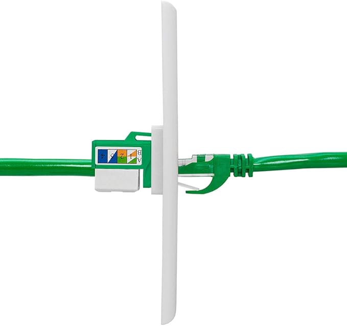 Cmple - 10 Pack Cat6 Keystone Jack Insert Punch Down RJ45 Connectors RJ45 Keystone Jack 90 Degree Female for Wall Plates, Patch Panels, Patch Cables, Ethernet Cables - Green