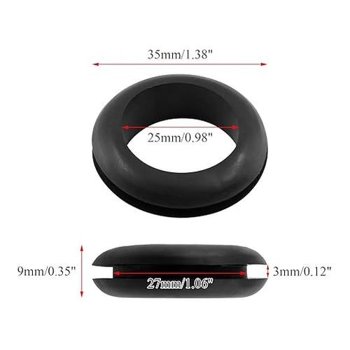 12 Pcs Rubber Grommets, 0.98" Inside Diameter 1" Drill Hole Rubber Wire Grommets O Ring Grommets for Wire, Firewall, Cables, Plugs, Automotive