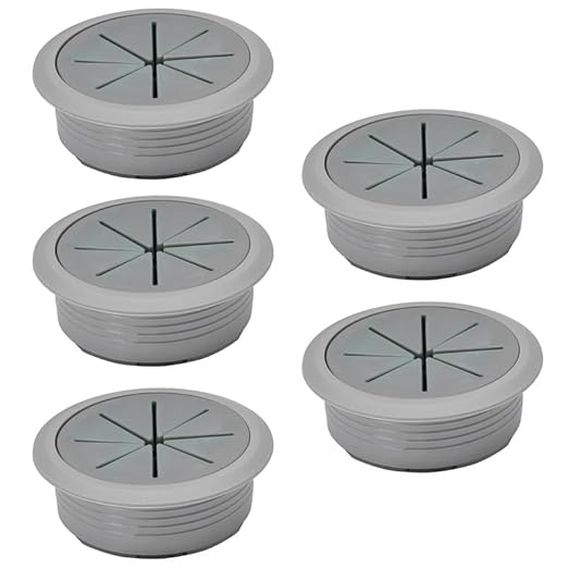 5 Pcs Desk Grommet 2" / 50 mm, Desk Hole Cover for Cables Dark Grey, Cable Grommet ABS Plastic, Desk Hole Grommet for Home & Office Pc, Detachable Cable Cord Organizer