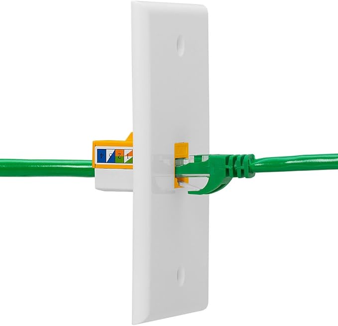 Cmple - RJ45 Keystone Jack 90 Degree Cat6 Keystone Jack Insert Punch Down RJ45 Connectors Female for Wall Plates, Patch Panels, Patch Cables, Ethernet Cables - Yellow