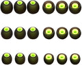 Earbuds Replacement Tips Silicone Earbud Tips Ear Gels Fit for Inner Hole from 3.8mm - 5.1mm Earphones 9 Pairs S/M/L Black-Green
