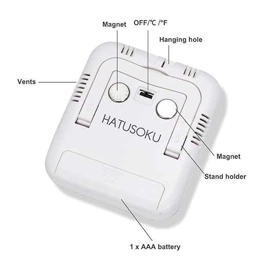 Digital Thermometer and Hygrometer with Comfort Face Display, Hygrometer, Stand, Magnet, Hanging, Simple, Infectious Disease Prevention, Heat Stroke Prevention (Simple, No Clock)