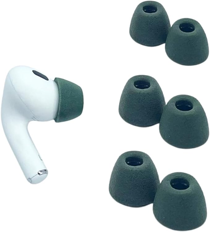 Comply Memory Foam Replacement Earbud Tips for Apple AirPods Pro 1 & 2 | Ultimate Comfort, Secure Fit, Superior Noise Isolation | Anti Slip, Prevent from Falling Out | Green, Large (3 Pairs)