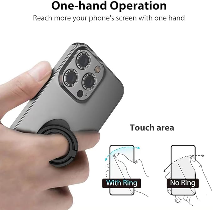 Magnetic Phone Grip Compatible with MagSafe, Magnetic Phone Ring Holder Finger Kickstand Wireless Charging Compatible, Double Cell Phone Rings Gripper Stand for MagSafe iPhone - Sparkle Black