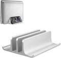 Vaydeer Aluminum Laptop Stand Double-Slot Adjustable Vertical Laptop Stand Newly Designed 2 Slot Desktop Holder for All MacBook/Chromebook/Surface/Dell/iPad Up to 17.3 Inches, Silver