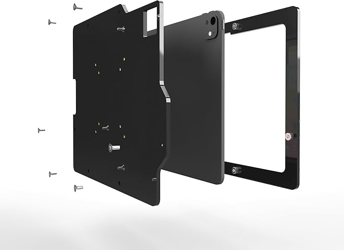 TABcare Anti-Theft Acrylic VESA Enclosure for Apple iPad Pro 13" 2024 with Free Wall Mount Kit & 90-Degree Angle USB C Cable (iPad Pro 13" 2024, Black)