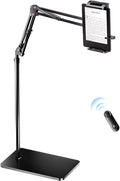 Floor Stand for Kindle with Remote Page Turner, Holder Stand for Reading in Bed with Clicker – for Kindle Paperwhite, Oasis,Tablet, iPhone and More 4.7-11 inch, Black Remote