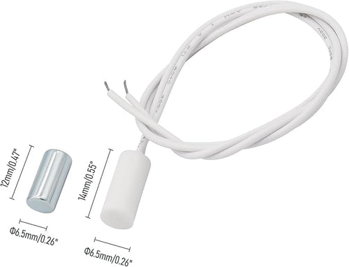 10PCS Recessed Wired Security Window Door Contact Sensor, Normally Closed NC, Door Alarm Magnetic Reed Switch with 2 Wire, ABS White, RC-34A