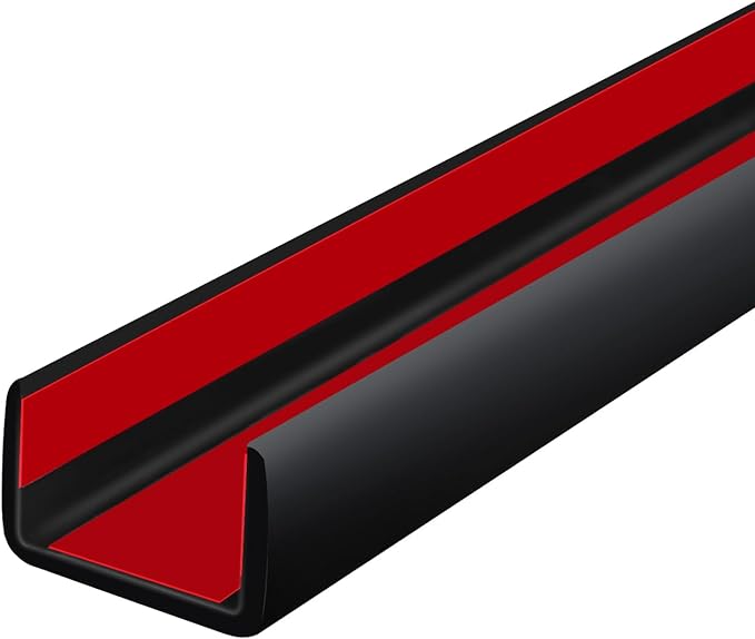 Rubber Edge Trim, Self Adhesive U Channel Edge Trim, Big Size U Shaped Trim, Edge Banding for Plywood, Woods, Shelf, Cabinet, Countertop, Fit for 1/2", Length 20Ft, Black