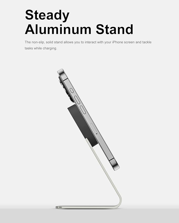 MagSafe Charger Stand 15W Fast Charging Magnetic Charger, Compatible with Apple MagSafe Charger, Wireless Charger Compatible for iPhone 16 15 14 13 12 Series and Airpods (1 Pack)