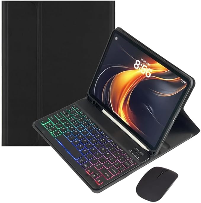 Rainbow Backlit Keyboard Case for iPad Pro 13 inch (M4) 2024 with Mouse and 7 Colors RGB Colorful Backlight Magnetic Detachable Bluetooth Keyboard Cover,Black