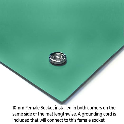 RubberStat Dual Layer ESD Compliant Workstation Rubber Table Mat Kit, Soldering, Cell Phone Repair, with Wrist Strap Set and Ground Cord - 30"x60" Green