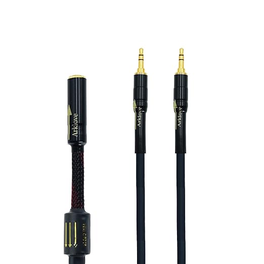 Arklove 10ft Shielded 1/8" aux Input 3.5mm Female to 2X 3.5 Output Splitter Stereo Audio Video Cable Out 3.5 Male to Two 3.5 Male in Dual Speaker Cord 24k Gold Plated