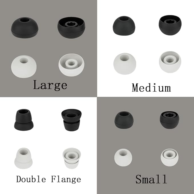 8 Pairs Replacement Earbud Tips Earbud Covers Silicone Tips Compatible with Powerbeats 1/2/3 Wireless Beats by Dre Headphones,Earbud Replacement Tips(Black+Light Gray)