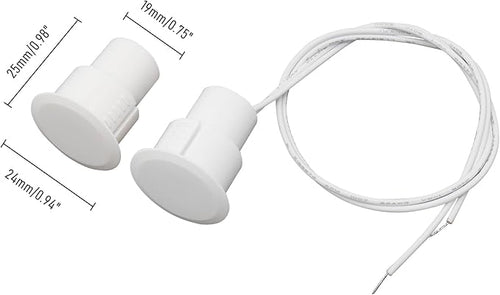 10PCS Recessed Wired Security Window Door Contact Sensor, Normally Closed NC, Door Alarm Magnetic Reed Switch with 2 Wire, ABS White, RC-36