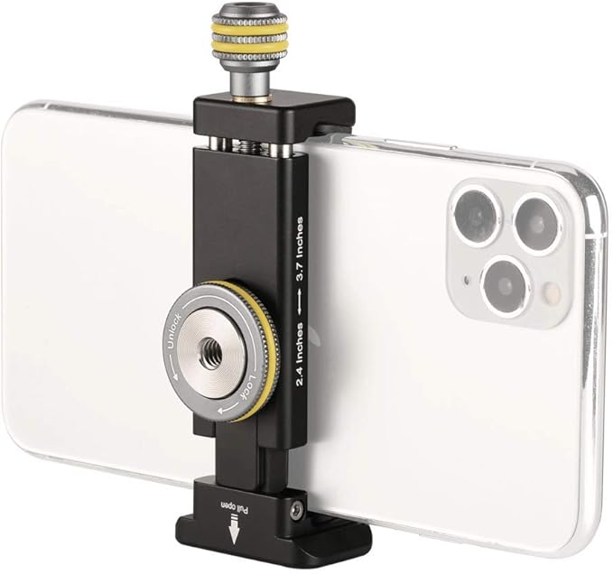 Phone Mount for Tripod, Smartphone Tripod Adapter for iPhone Samsung Cell Phone Stand Holder with Cold Shoe and Arca Swiss Quick Release Plate for iPhone 15 Pro Max Galaxy S24