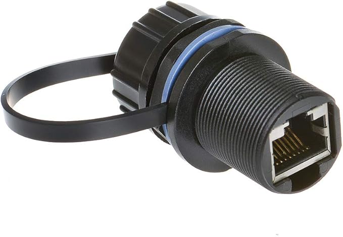 5PCS Panel Mounting Shielded RJ45 Waterproof Cat5/5e/6 8P8C Connector Ethernet LAN Cable Connector Double Head Adapter with Waterproof/Dust Cap