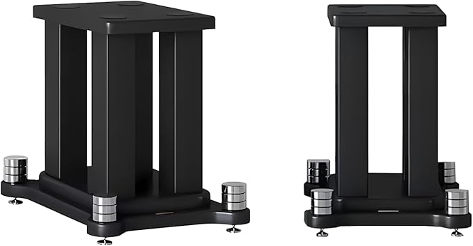 A Pair of Universal Speaker Stands, Heavy Duty Speaker Stands Holds Bookshelf Speaker Satellite Speaker Large Speaker, Vibration-Absorbing MDF Design, Holds 88lbs Speaker (Black, 20cm/7.8in)