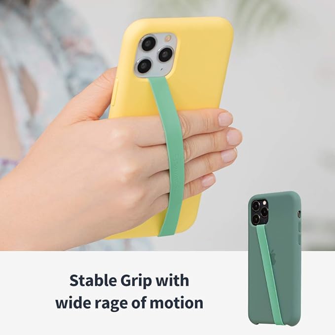 Sinjimoru Stretchable Silicone Phone Strap, Flexible and Elastic Grip Holder for iPhone & Android, Secure Phone Loops Finger Grip with Wireless Charging Support Sinji Loop Blue