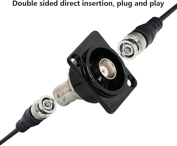 PENGLIN 2PCS BNC D Series Panel-Mount Connector, BNC Female to Female Adapter Bulkhead Connector, Coaxial Extension Coupler for Custom Communication & Surveillance Systems (Pack of 2)