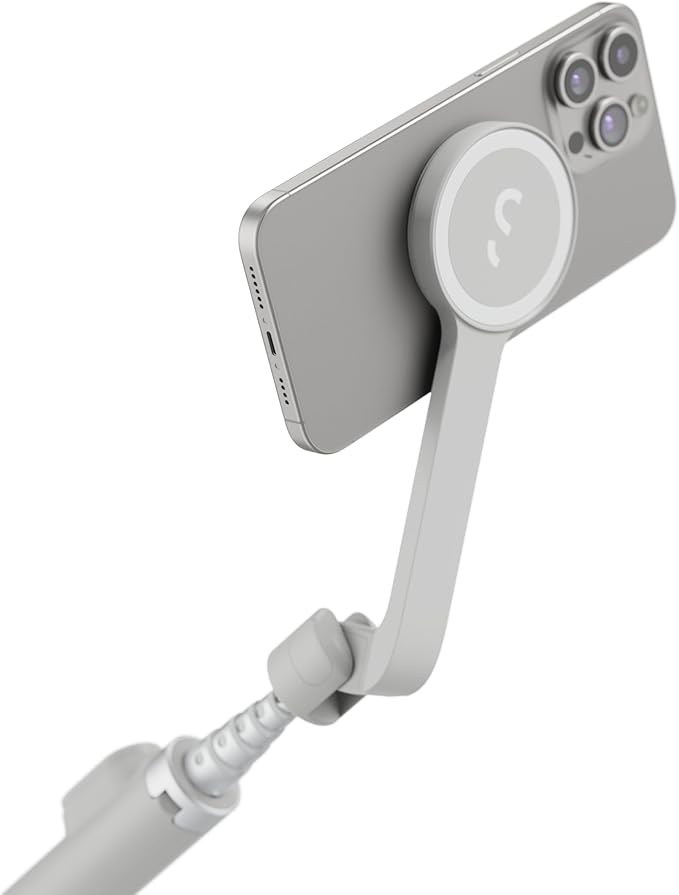 ShiftCam SnapStand Selfie – Magnetic Selfie Stick & Tripod – Compact, Foldable & Extendable with Tilt Head and Magnetic Bluetooth Remote (Stone, SnapStand Selfie)