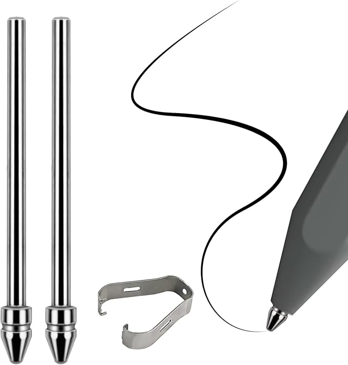 No Wore Out Titanium Alloy Replacement Fine Tips fit for Kindle Scribe Basic and Premium Pens Digital Pen, Smooth Ballpoint Note Taking Backup Nibs,2 Pcs,Gray