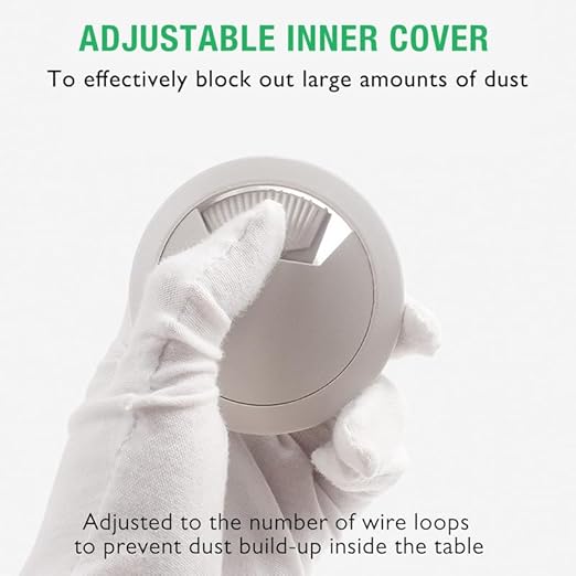 2 Pcs Desk Grommet 2-1/16" / 53 mm, Desk Cord Hole Cover, Cable Grommet ABS Plastic, Desk Hole Grommet for Home & Office Pc, Detachable Adjustable Cable Cord Organizer-Silvery
