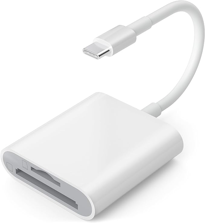 USB C SD Card Reader for iPhone 15/Mac/iPad, USB 3.0 Type C to SD/Micro SD Card Adapter Dual Slots Read and Write Simultaneously Memory Card Reader Compatible with MacBook Pro/Air Android