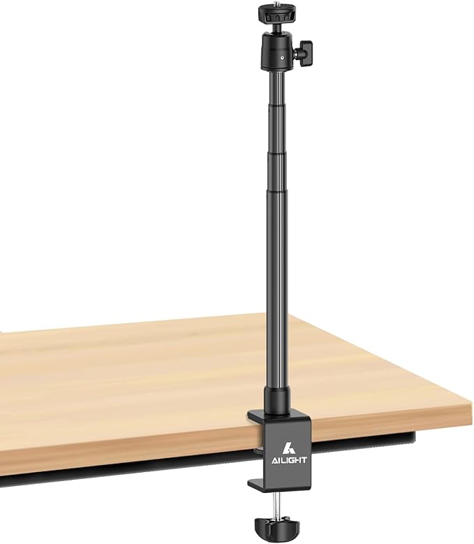 ailight Webcam Stand for Desk, Adjustable Camera Desk Stand Webcam Mount for Obsbot GoPro Anker insta Logitech Webcam C922 C930e C920S C920 C615 C960 C920x with 1/4" Thread