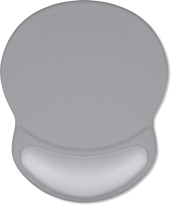ITNRSIIET Ergonomic Mouse Pad with Comfort Gel Wrist Rest, Non-Slip PU Base, Smooth Textured Surface, Reduces Hand Fatigue & Wrist Pain, 8.7 x 7.2 Inch for Office Gaming Home, Light Gray Accent