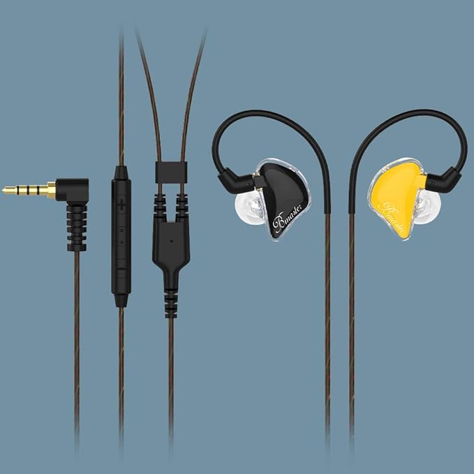 BASN in-Ear Monitors, Bmaster Triple Driver HiFi Stereo Noise-Isolating with Enhanced Bass for Musicians Stage/Audio Recording (PRO Golden/Black)