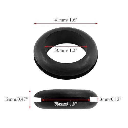 12 Pcs Rubber Grommets, 1-1/5" Inside Diameter 1-1/3" Drill Hole Rubber Wire Grommets O Ring Grommets for Wire, Firewall, Cables, Plugs, Automotive