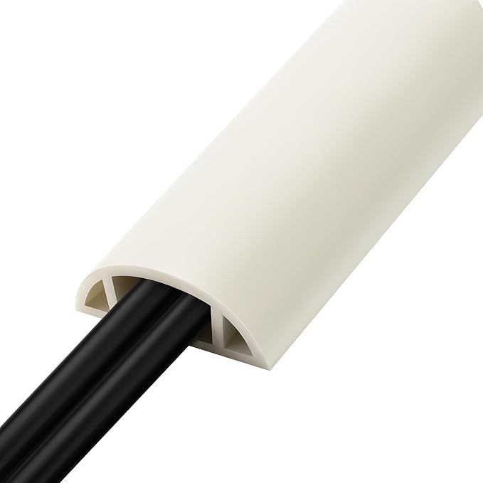 5.5FT Floor Cord Cover, Beige Soft Cable Cover Floor, Large Size Extension Cord Covers for Floor, Power Cord Protector Floor Wire Cover - Cord Channel Diameter: 0.7" (W) x 0.4" (H)