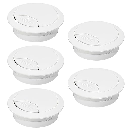 5 Pcs Desk Grommet 2-1/16" / 53 mm, Desk Cord Hole Cover, Cable Grommet ABS Plastic, Desk Hole Grommet for Home & Office Pc, Detachable Adjustable Cable Cord Organizer-White