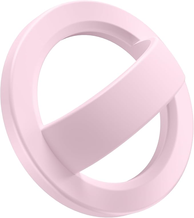 GONEZ Magnetic Phone Grip Compatible with MagSafe, Removable Silicone Loop Grip, Phone Ring Holder for Back of Phone for iPhone 16/15/14/13/12 Series, Pastel Pink