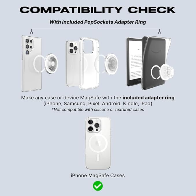 PopSockets Phone Grip for MagSafe with Kickstand, Magnetic Stand, Swappable Top, Secure Hold for iPhone MagSafe Cases, Phone & Tablet Grip - Peacock Saucer