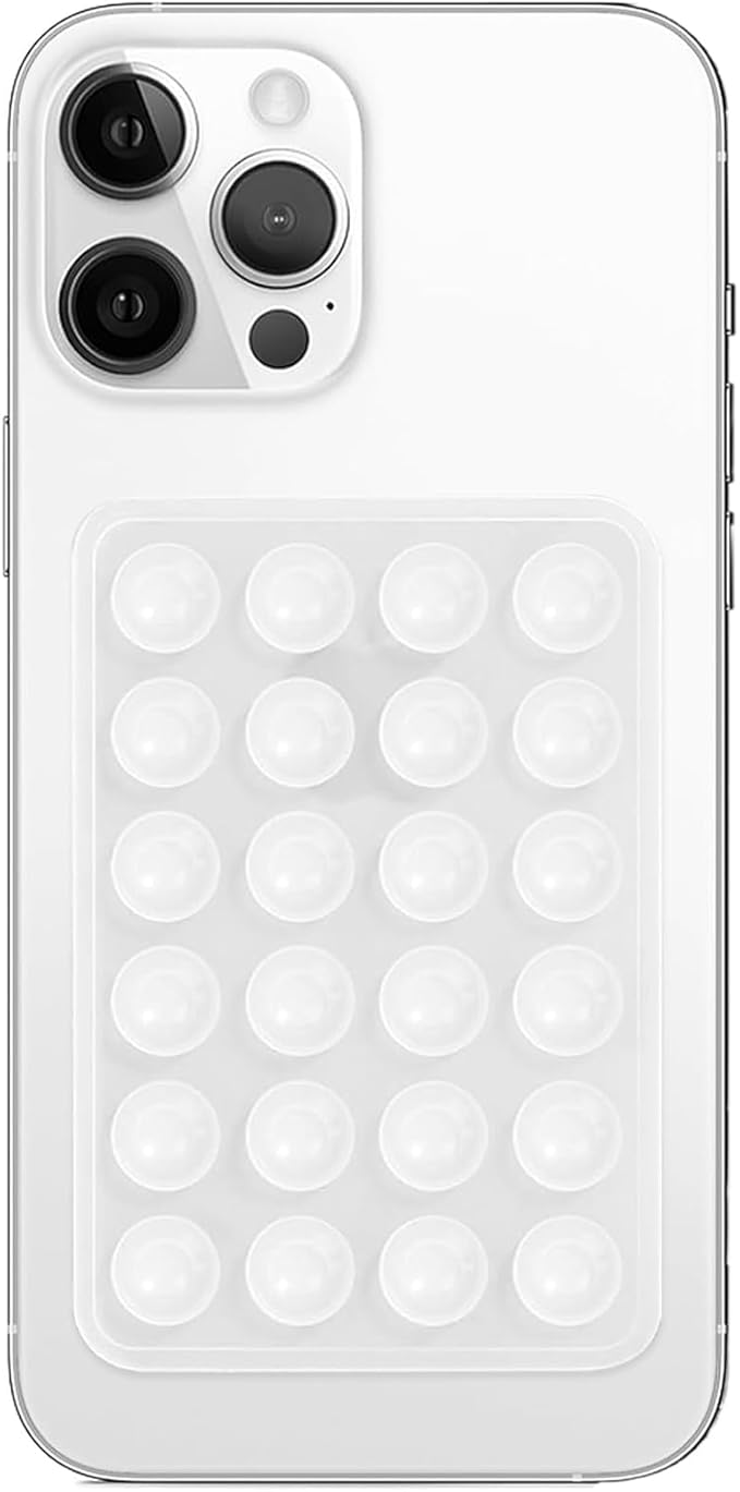 Silicone Suction Phone Case Mount, Non Slip Sticky Phone Grip for Cellphone, Silicon Adhesive Suction Cup Phone Mount, Strong Grip Holder for Selfies and Videos (Translucent)